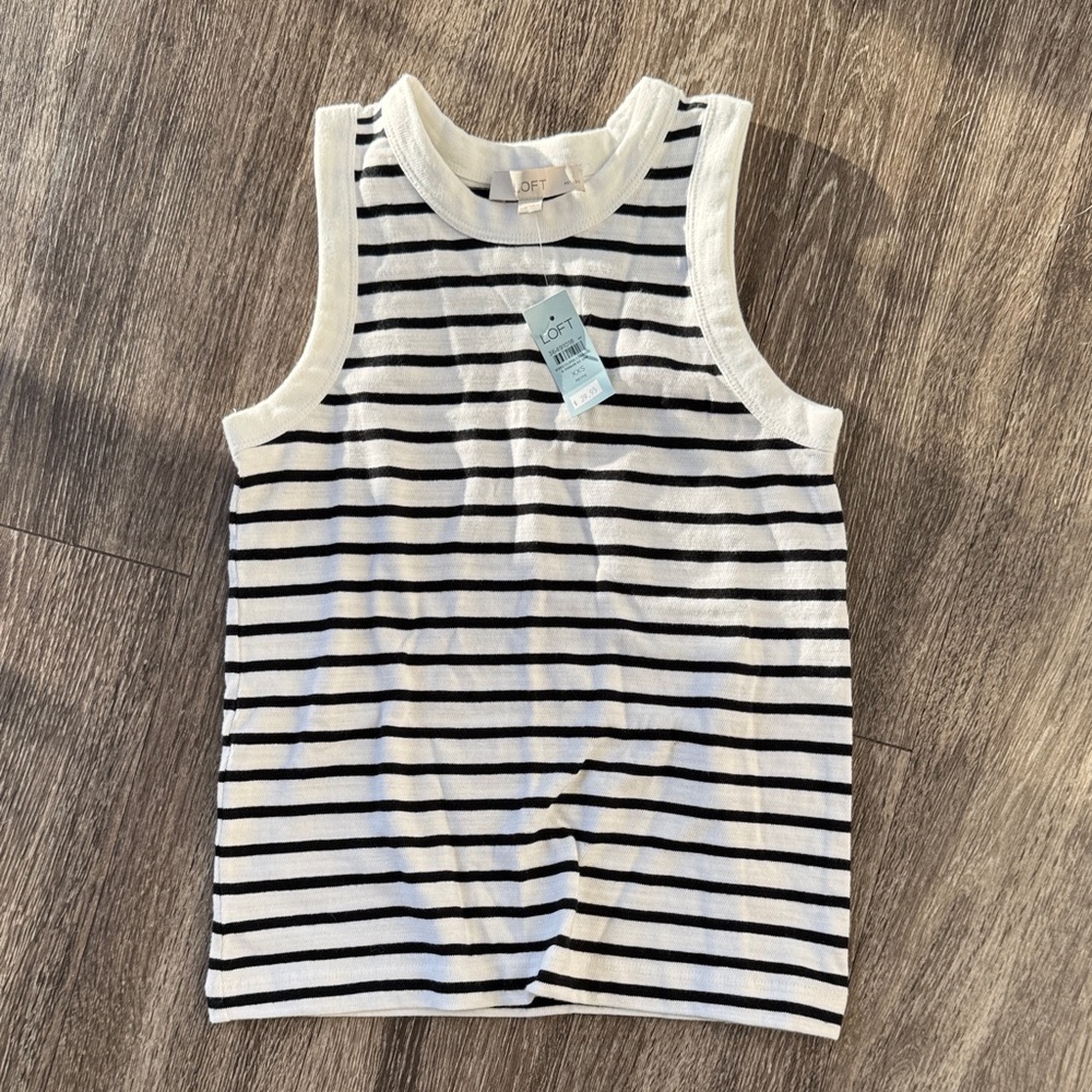 LOFT Black & White Striped Tank Top - Never Worn